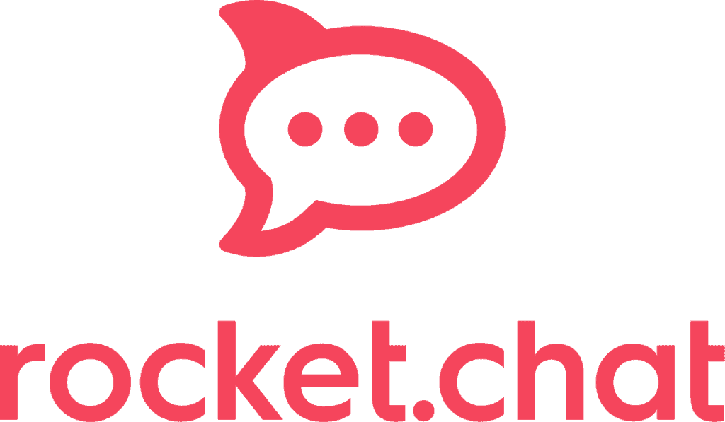 Rocket.chat logo with speech bubble icon and company name.